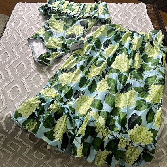 Floral Print Swimsuit with Maxi Beach Skirt Two Piece Bathing Suits small.  A189 - Picture 2 of 5